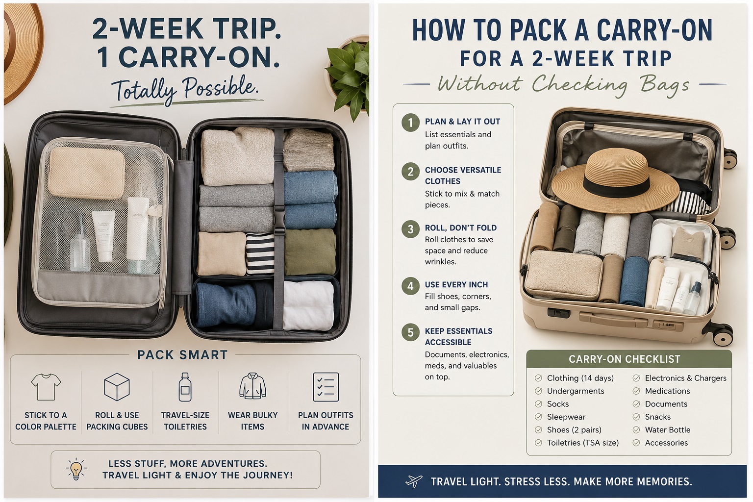 How to Pack a Carry-On for a 2-Week Trip Without Checking Bags